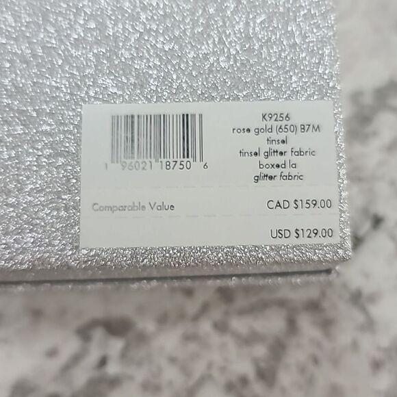 Kate Spade Wallet Tinsel Boxed Large Slim Card Holder in Glitter, Rose Gold - Picture 9 of 14